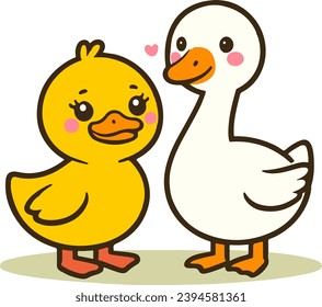 A duck and goose vector. Cute character vector