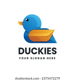Duck gradient colorful logo design template