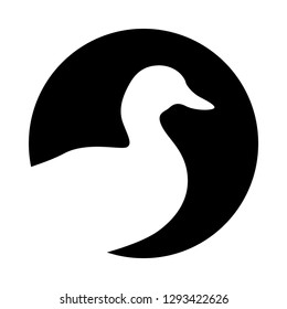 Duck graphic icon. Duck sign in the circle isolated white background. Logo bird. Vector illustration