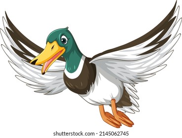 Duck with green head cartoon character illustration