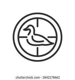 pato en vista de armas, icono lineal. Trazo editable