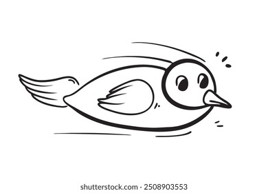 Duck Hand drawn doodle line art flat vector illustration