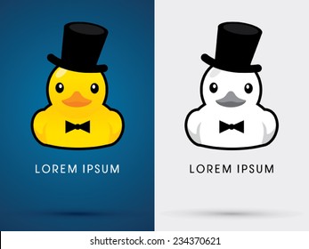 Duck ,hat and tuxedo icon, graphic, symbol, logo, Vector.