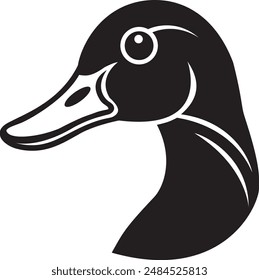 Duck Head Black And White Illustration