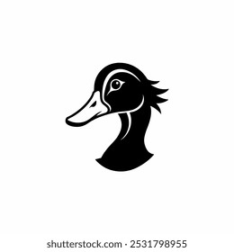 Duck Head Black And White Illustration
