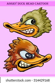 duck head cartoon illustration in angry expression