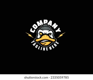 Duck head face naughty mascot logo