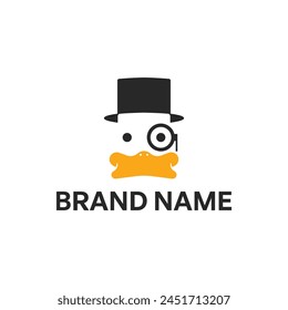 Duck Head With Hat and Monocle Vector Illustration Stock Editable