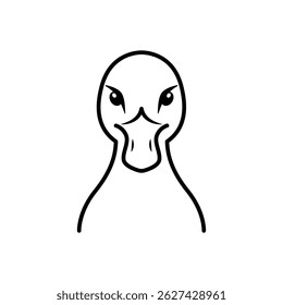 Duck head icon in black outline on white background. Vector illustration