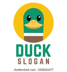Logo des Duckkopfes flach Design Logo-Illustration. Vektorgrafik-Logo-Vorlage einzeln auf weißem Hintergrund