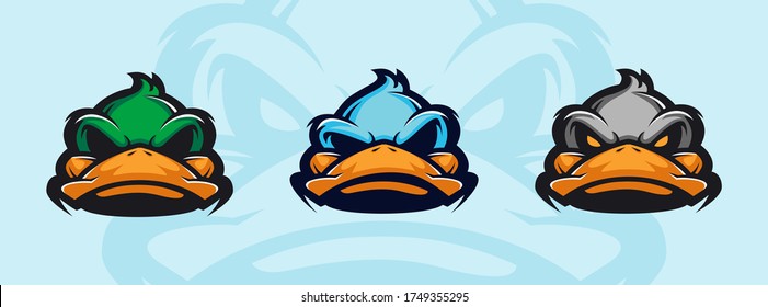 Duck head logo set. Design element for company logo, label, emblem, apparel or other merchandise. Scalable and editable Vector illustration