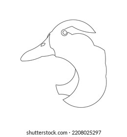 Duck Head Outline Vector. Animal sketch in trendy design style. Perfect for drawing book, and much more.