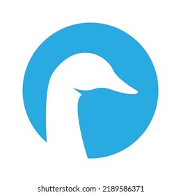 Duck head silhouette. Duck symbol. Canard bird head silhouette. Farm bird icon isolated on white background.