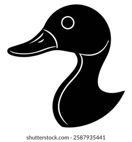 Duck Head Silhouette Vector Art Illustration and Black Color Duck Head Design