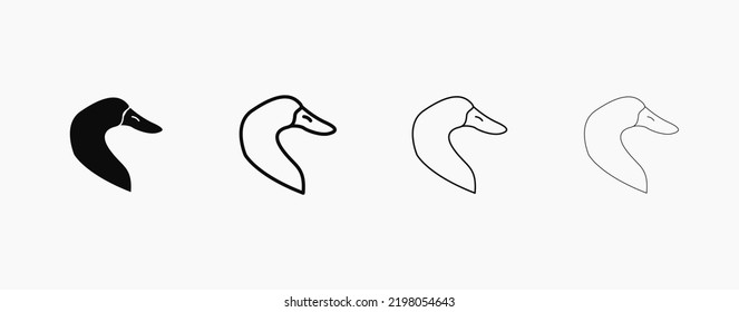 Duck head vector icon. Duck silhouette vector