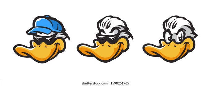 Duck Heads Mascot in 3 Different Expression