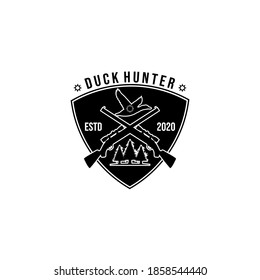 diseño de la ilustración de la ilustración del emblema del escudo del logotipo de la cacería de patos