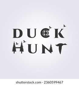 duck hunt logo vector illustration symbol icon sign template background design