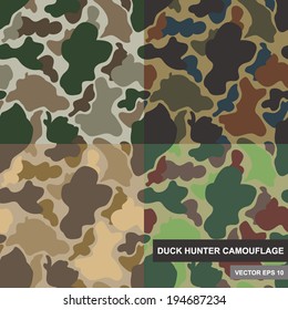 Duck Hunter Camouflage Seamless Pattern Set - Four Color Variations