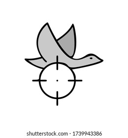 Pato, icono del cazador. Simple contorno de los iconos de vector de aventura para ui y ux, sitio web o aplicación móvil