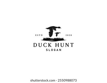 duck hunter logo flying duck logo. Flying duck hunter logo design