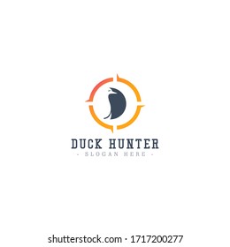 Duck Hunter Logo Icon Vector Template Design Illustration