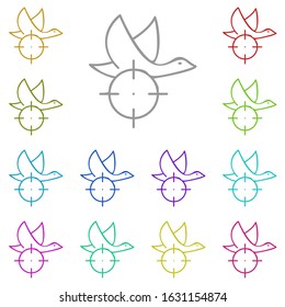 Duck, hunter multi color icon. Simple thin line, outline vector of adventure for ui and ux, website or mobile application