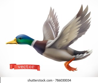 Duck. Hunting 3d vector icon