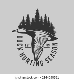 Duck Hunting Adventure Wild Bird Emblem Badge Logo