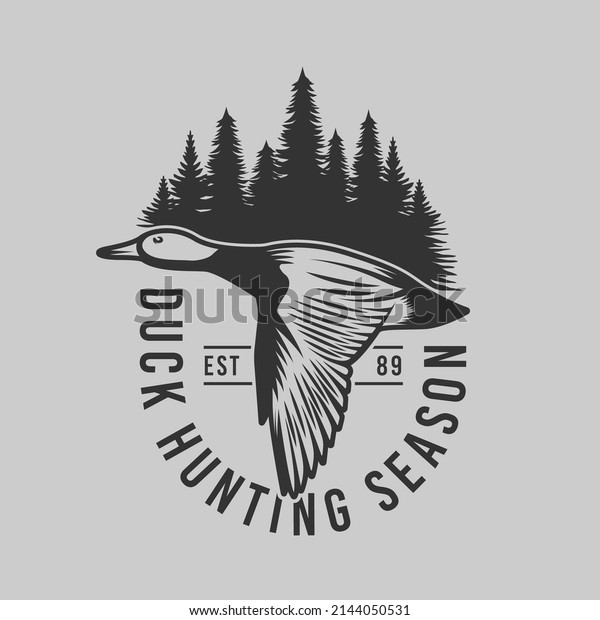 Duck\
hunting adventure wild bird emblem badge\
logo