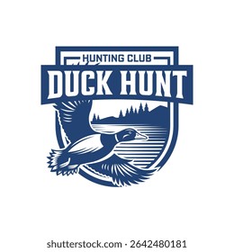 Duck Hunting logo, Duck Hunting Stamp, Vintage Hunter Logo Design Vector Illustration