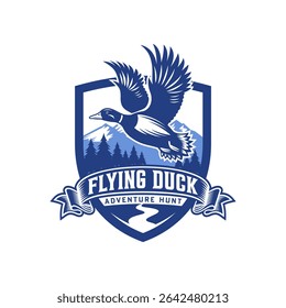 Logotipo de caça de pato, Carimbo de caça de pato, Vintage Hunter Logo Design Vetor Illustration