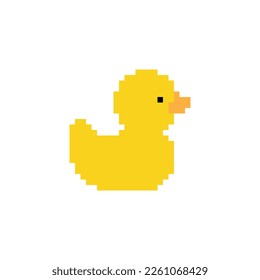 duck  icon 8 bit, pixel art icon  for game  logo. 