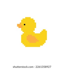 duck  icon 8 bit, pixel art icon  for game  logo. 
