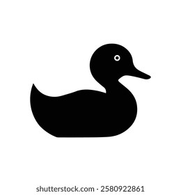 Duck icon. Black Duck silhouette vector illustration isolated on white background.