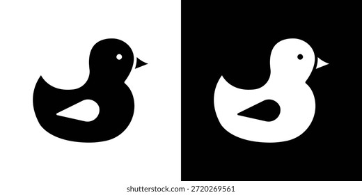Icono de pato. Icono de diseño plano simple en blanco y negro