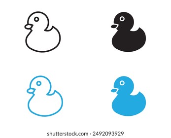 Duck icon black and white vector outline sign