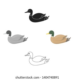 Duck icon in cartoon,black style isolated on white background. Hunting symbol stock vector illustration.