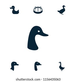 Duck icon. collection of 7 duck filled icons such as goose. editable duck icons for web and mobile.