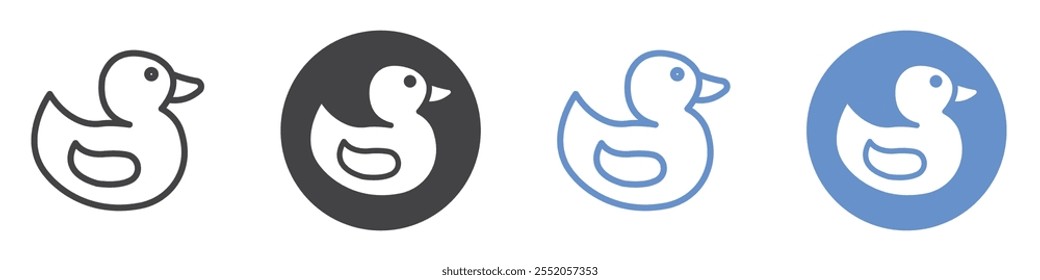Duck icon flat line symbol set.
