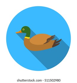 Duck icon in flat style isolated on white background. Hunting symbol stock vector illustration.