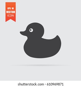 Duck icon in flat style isolated on grey background. For your design, logo. Vector illustration.