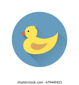 Duck icon in flat style with long shadow