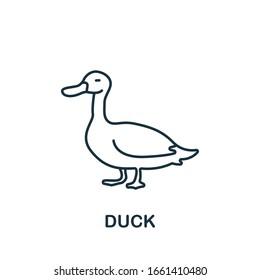 Duck icon from home animals collection. Simple line element Duck symbol for templates, web design and infographics