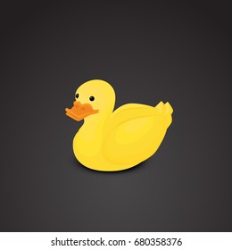 Duck icon isolated on black background. Vector art.