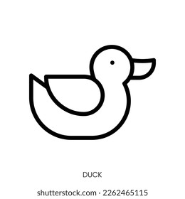 icono del pato. Diseño De Estilo De Arte De Línea Aislado En Fondo Blanco