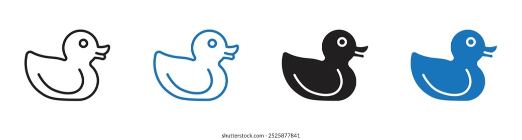 Duck icon linear graphics set vector in black