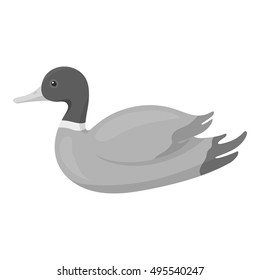 Duck icon in monochrome style isolated on white background. Hunting symbol stock vector illustration.
