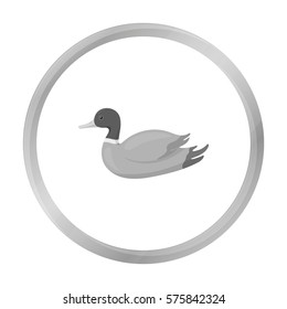 Duck icon in monochrome style isolated on white background. Hunting symbol stock vector illustration.