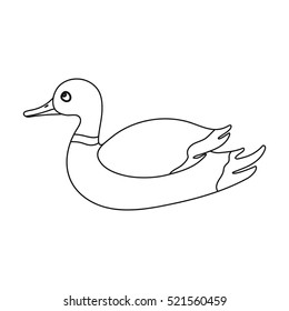 Duck icon in outline style isolated on white background. Hunting symbol stock vector illustration.